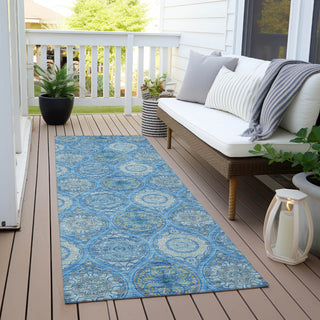Piper Looms Chantille Modern ACN976 Denim Machine Washable Area Rug Runner Outdoor Lifestyle Image Feature