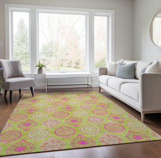 Piper Looms Chantille Modern ACN976 Lime Machine Washable Area Rug Lifestyle Image Feature
