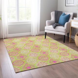 Piper Looms Chantille Modern ACN976 Lime Machine Washable Area Rug Lifestyle Image Feature