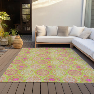 Piper Looms Chantille Modern ACN976 Lime Machine Washable Area Rug Outdoor Lifestyle Image Feature