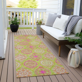 Piper Looms Chantille Modern ACN976 Lime Machine Washable Area Rug Runner Outdoor Lifestyle Image Feature