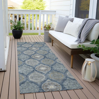 Piper Looms Chantille Modern ACN976 Navy Machine Washable Area Rug Runner Outdoor Lifestyle Image Feature