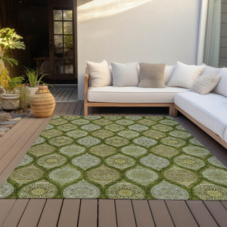Piper Looms Chantille Modern ACN976 Olive Machine Washable Area Rug Outdoor Lifestyle Image Feature