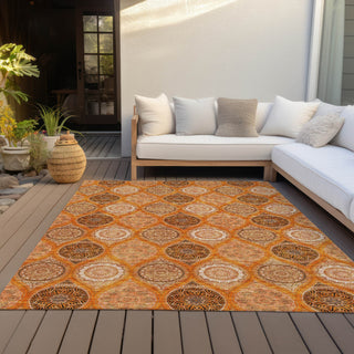 Piper Looms Chantille Modern ACN976 Orange Machine Washable Area Rug Outdoor Lifestyle Image Feature