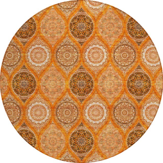 Piper Looms Chantille Modern ACN976 Orange Machine Washable Area Rug Round Main Image