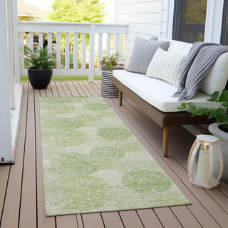 Piper Looms Chantille Circles ACN977 Aloe Machine Washable Area Rug Runner Outdoor Lifestyle Image Feature