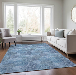 Piper Looms Chantille Circles ACN977 Denim Machine Washable Area Rug Lifestyle Image Feature