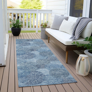 Piper Looms Chantille Circles ACN977 Denim Machine Washable Area Rug Runner Outdoor Lifestyle Image Feature