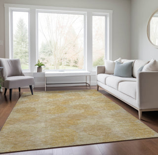 Piper Looms Chantille Circles ACN977 Gold Machine Washable Area Rug Lifestyle Image Feature
