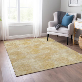 Piper Looms Chantille Circles ACN977 Gold Machine Washable Area Rug Lifestyle Image Feature