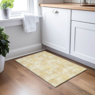 Piper Looms Chantille Circles ACN977 Gold Machine Washable Area Rug Scatter Lifestyle Image Feature