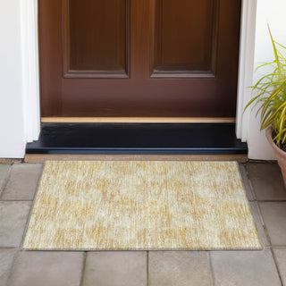 Piper Looms Chantille Circles ACN977 Gold Machine Washable Area Rug Scatter Outdoor Lifestyle Image Feature