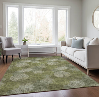 Piper Looms Chantille Circles ACN977 Green Machine Washable Area Rug Lifestyle Image Feature