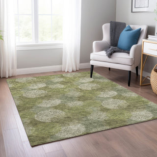 Piper Looms Chantille Circles ACN977 Green Machine Washable Area Rug Lifestyle Image Feature