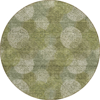 Piper Looms Chantille Circles ACN977 Green Machine Washable Area Rug Round Main Image