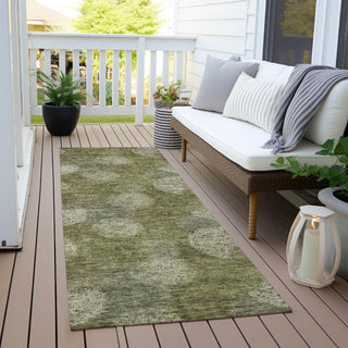 Piper Looms Chantille Circles ACN977 Green Machine Washable Area Rug Runner Outdoor Lifestyle Image Feature