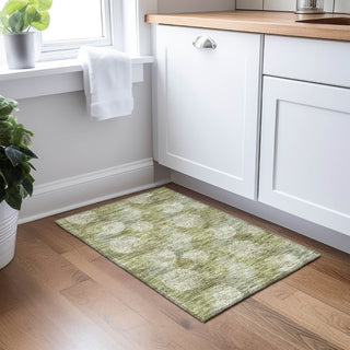 Piper Looms Chantille Circles ACN977 Green Machine Washable Area Rug Scatter Lifestyle Image Feature