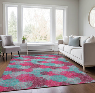 Piper Looms Chantille Circles ACN977 Pink Machine Washable Area Rug Lifestyle Image Feature