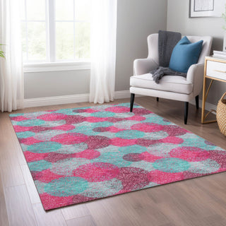 Piper Looms Chantille Circles ACN977 Pink Machine Washable Area Rug Lifestyle Image Feature