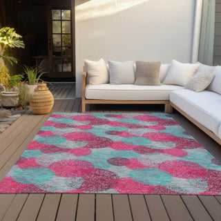 Piper Looms Chantille Circles ACN977 Pink Machine Washable Area Rug Outdoor Lifestyle Image Feature