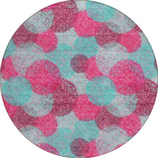 Piper Looms Chantille Circles ACN977 Pink Machine Washable Area Rug Round Main Image