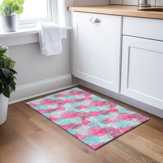 Piper Looms Chantille Circles ACN977 Pink Machine Washable Area Rug Scatter Lifestyle Image Feature
