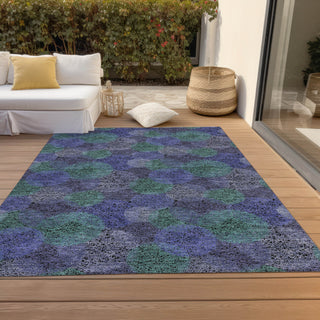 Piper Looms Chantille Circles ACN977 Purple Machine Washable Area Rug Outdoor Lifestyle Image Feature