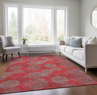 Piper Looms Chantille Circles ACN977 Red Machine Washable Area Rug Lifestyle Image Feature