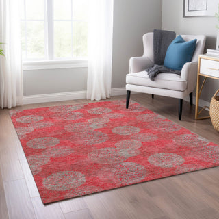 Piper Looms Chantille Circles ACN977 Red Machine Washable Area Rug Lifestyle Image Feature
