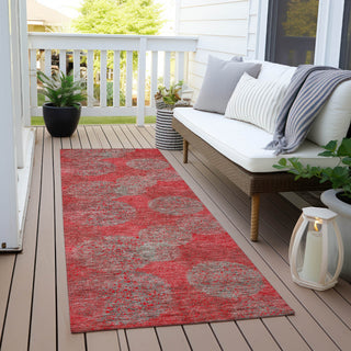 Piper Looms Chantille Circles ACN977 Red Machine Washable Area Rug Runner Outdoor Lifestyle Image Feature