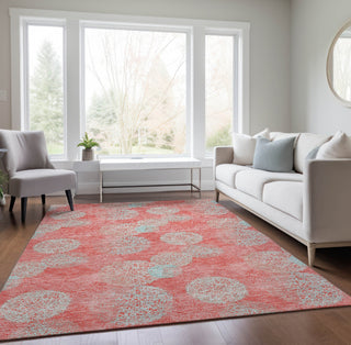 Piper Looms Chantille Circles ACN977 Salmon Machine Washable Area Rug Lifestyle Image Feature