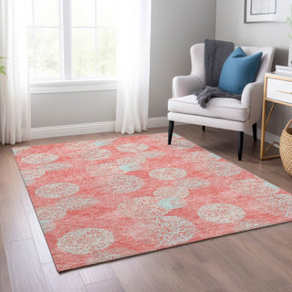 Piper Looms Chantille Circles ACN977 Salmon Machine Washable Area Rug Lifestyle Image Feature