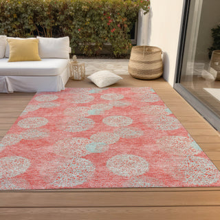 Piper Looms Chantille Circles ACN977 Salmon Machine Washable Area Rug Outdoor Lifestyle Image Feature