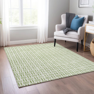 Piper Looms Chantille Geometric ACN978 Aloe Machine Washable Area Rug Lifestyle Image Feature