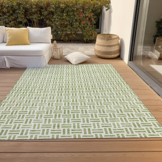 Piper Looms Chantille Geometric ACN978 Aloe Machine Washable Area Rug Outdoor Lifestyle Image Feature