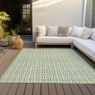 Piper Looms Chantille Geometric ACN978 Aloe Machine Washable Area Rug Outdoor Lifestyle Image Feature