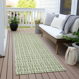 Piper Looms Chantille Geometric ACN978 Aloe Machine Washable Area Rug Runner Outdoor Lifestyle Image Feature