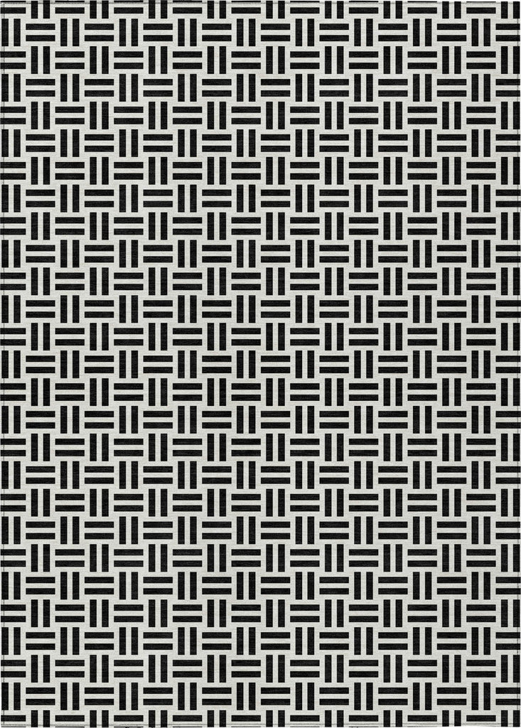 Piper Looms Chantille Geometric ACN978 Black Machine Washable Area Rug main image