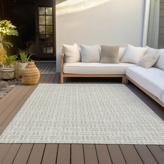 Piper Looms Chantille Geometric ACN978 Ivory Machine Washable Area Rug Outdoor Lifestyle Image Feature