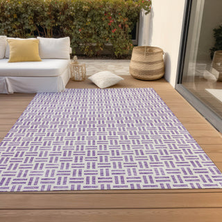 Piper Looms Chantille Geometric ACN978 Lavender Machine Washable Area Rug Outdoor Lifestyle Image Feature