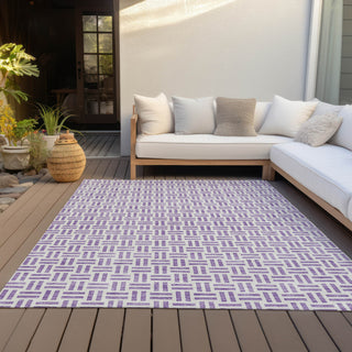 Piper Looms Chantille Geometric ACN978 Lavender Machine Washable Area Rug Outdoor Lifestyle Image Feature