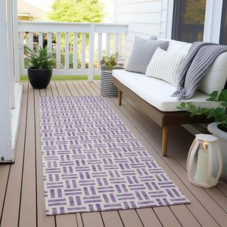 Piper Looms Chantille Geometric ACN978 Lavender Machine Washable Area Rug Runner Outdoor Lifestyle Image Feature