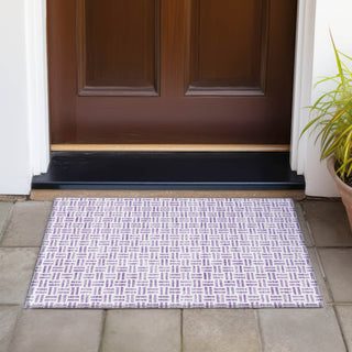 Piper Looms Chantille Geometric ACN978 Lavender Machine Washable Area Rug Scatter Outdoor Lifestyle Image Feature