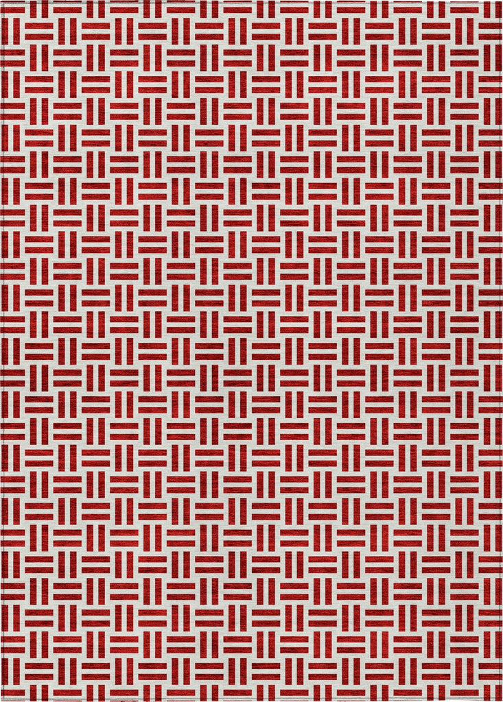 Piper Looms Chantille Geometric ACN978 Red Machine Washable Area Rug main image