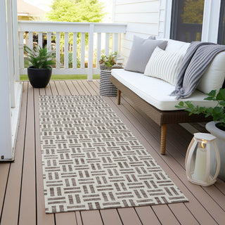 Piper Looms Chantille Geometric ACN978 Taupe Machine Washable Area Rug Runner Outdoor Lifestyle Image Feature