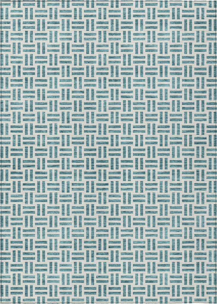 Piper Looms Chantille Geometric ACN978 Teal Machine Washable Area Rug main image