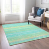 Piper Looms Chantille Stripes ACN979 Aqua Machine Washable Area Rug Lifestyle Image Feature