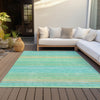 Piper Looms Chantille Stripes ACN979 Aqua Machine Washable Area Rug Outdoor Lifestyle Image Feature