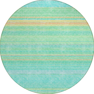 Piper Looms Chantille Stripes ACN979 Aqua Machine Washable Area Rug Round Main Image