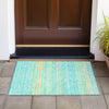 Piper Looms Chantille Stripes ACN979 Aqua Machine Washable Area Rug Scatter Outdoor Lifestyle Image Feature